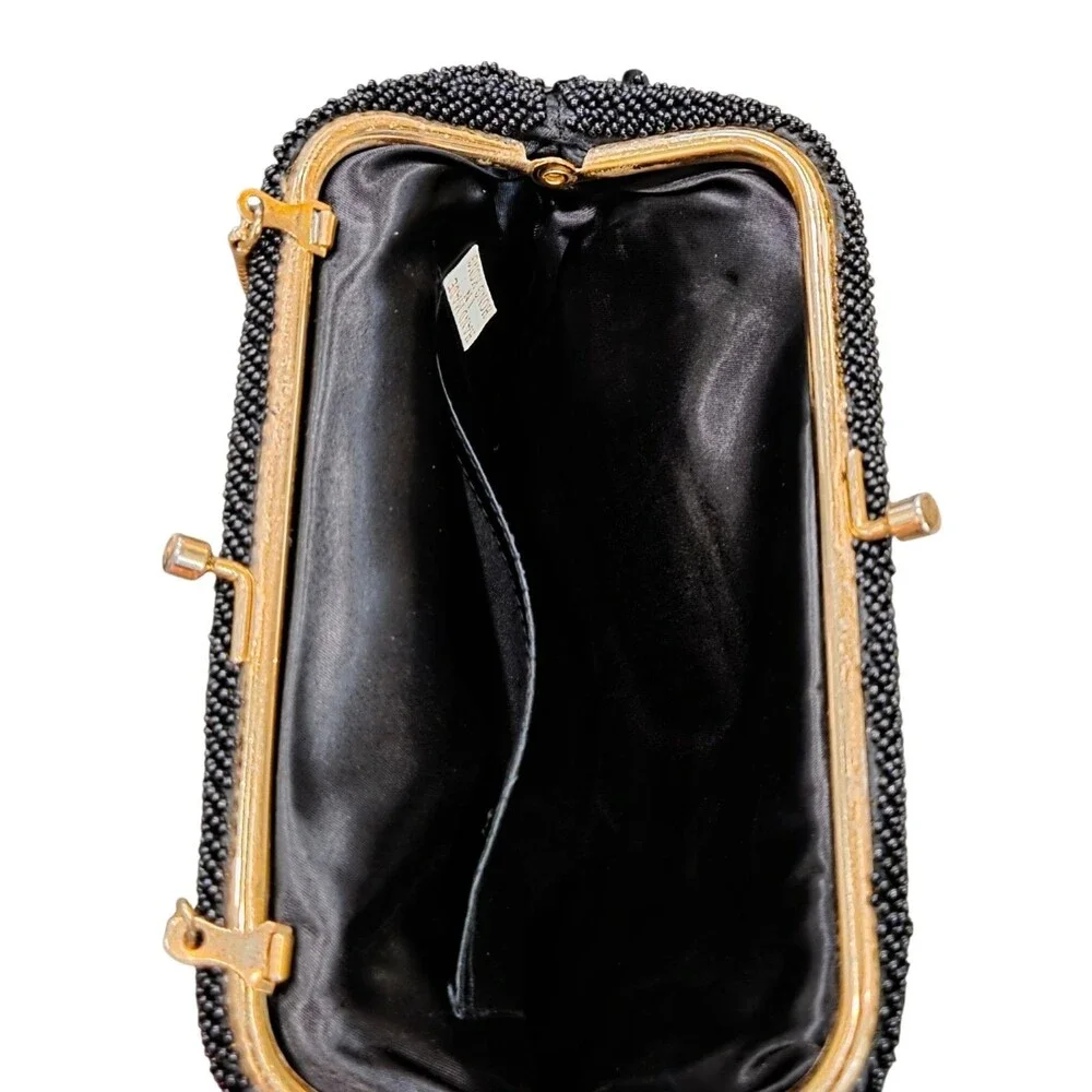 Vintage 50s/60s Whiting & Davis Black Beaded Evening Clutch